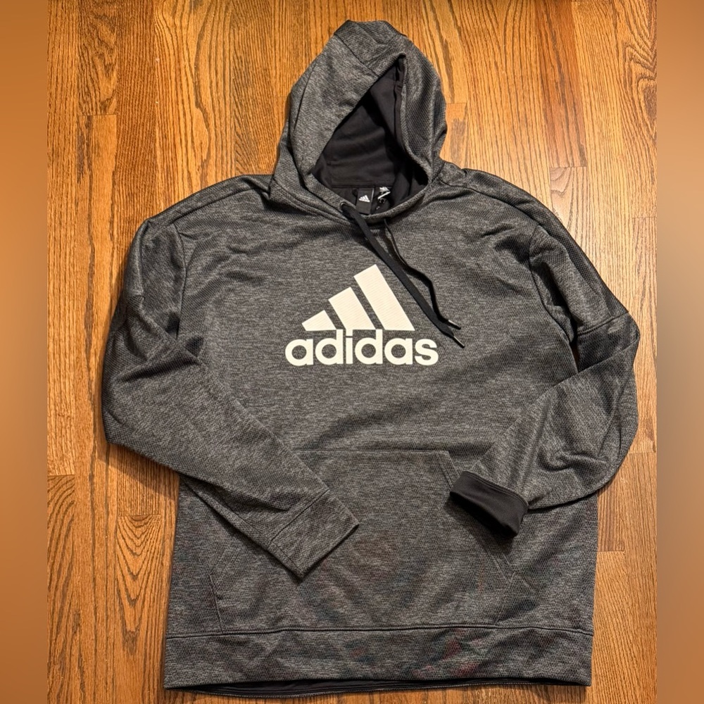Adidas Men's Charcoal Hoodie with White Logo